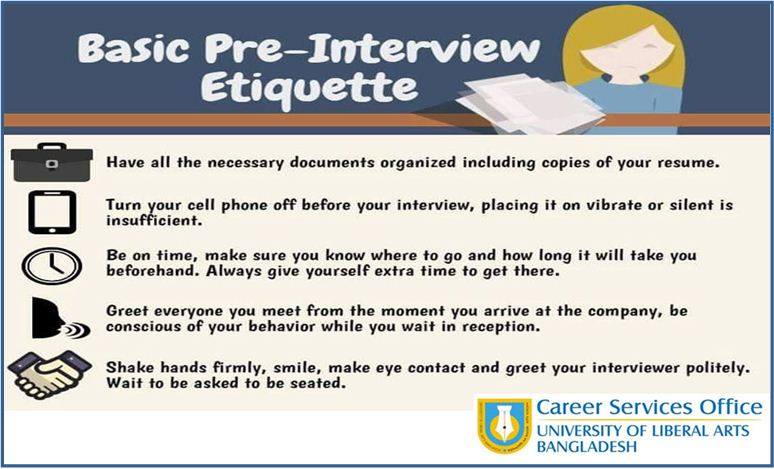 Try and follow these Basic Pre-Interview Etiquette